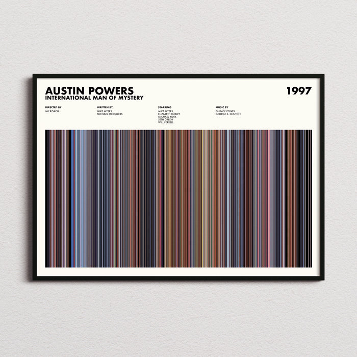 Austin Powers International Man of Mystery Movie Barcode Poster