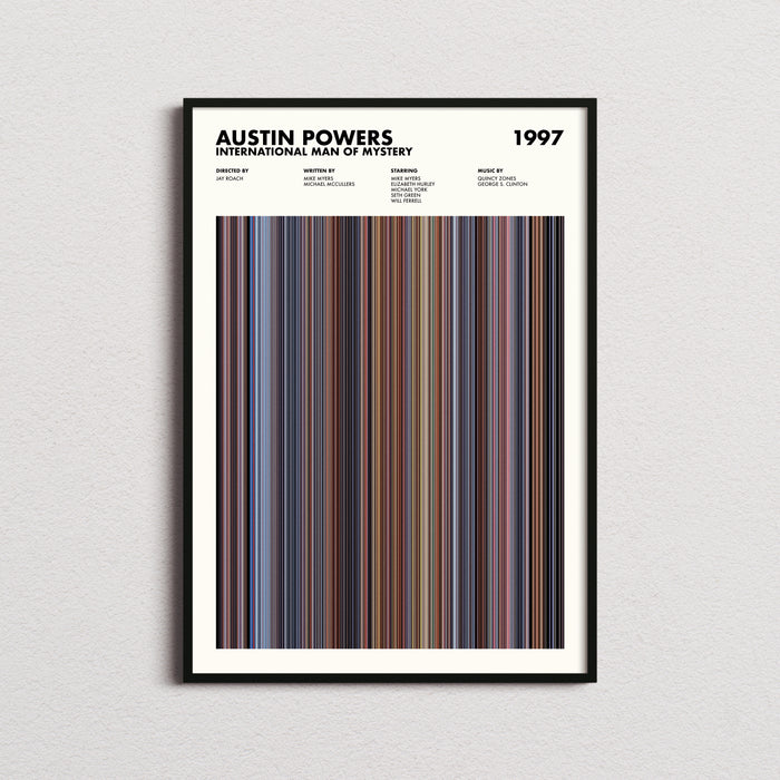 Austin Powers International Man of Mystery Movie Barcode Poster