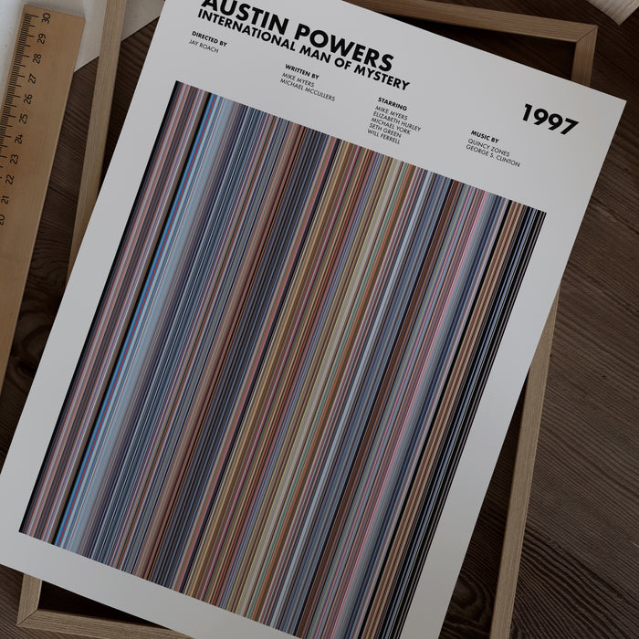 Austin Powers International Man of Mystery Movie Barcode Poster