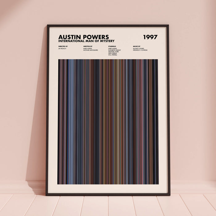 Austin Powers International Man of Mystery Movie Barcode Poster