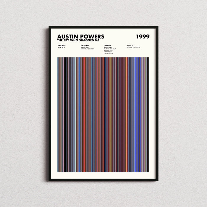 Austin Powers The Spy Who Shagged Me Movie Barcode Poster