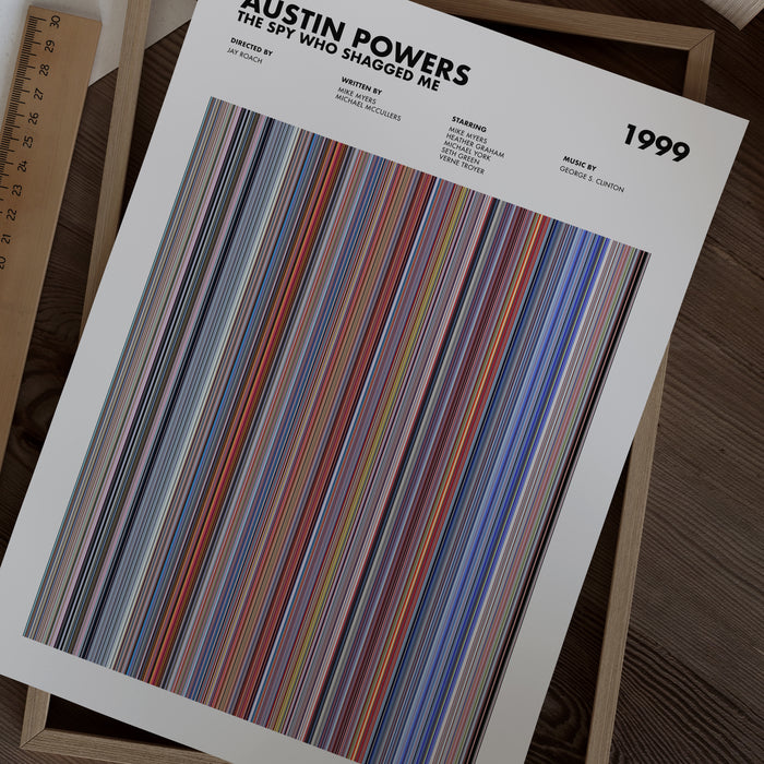 Austin Powers The Spy Who Shagged Me Movie Barcode Poster