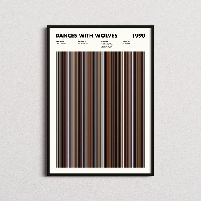 Dances With Wolves Movie Barcode Poster