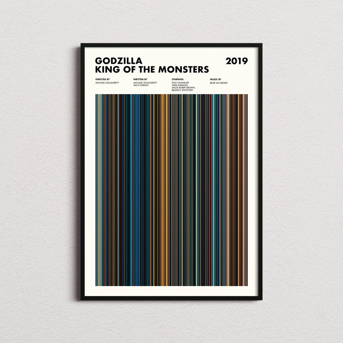 Godzilla King of the Monsters Movie Barcode Poster
