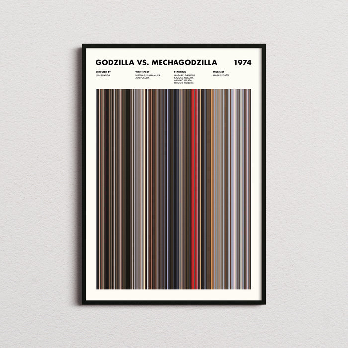 Godzilla vs Mechagodzilla Movie Barcode Poster