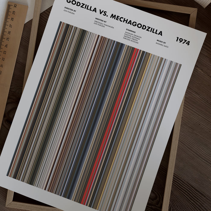Godzilla vs Mechagodzilla Movie Barcode Poster