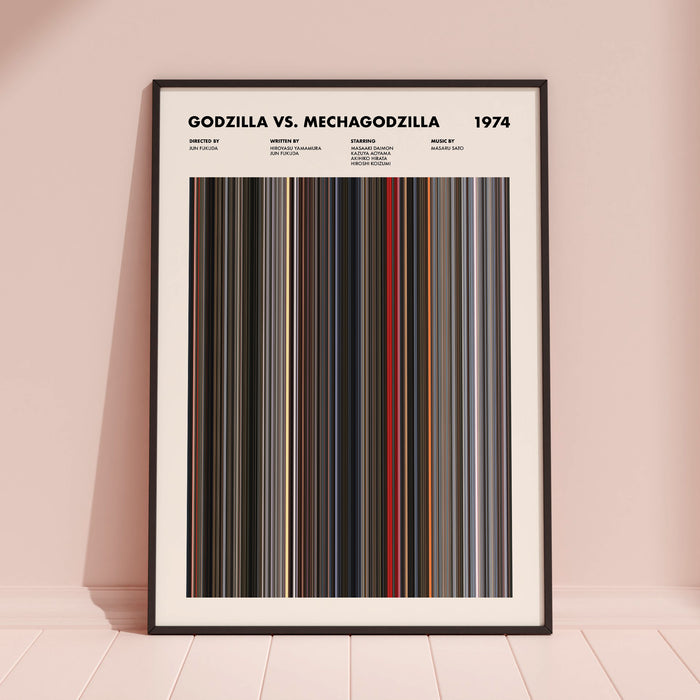 Godzilla vs Mechagodzilla Movie Barcode Poster