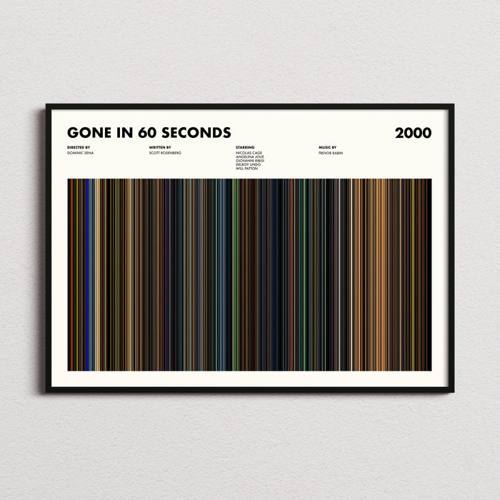 Gone In 60 Seconds Movie Barcode Poster