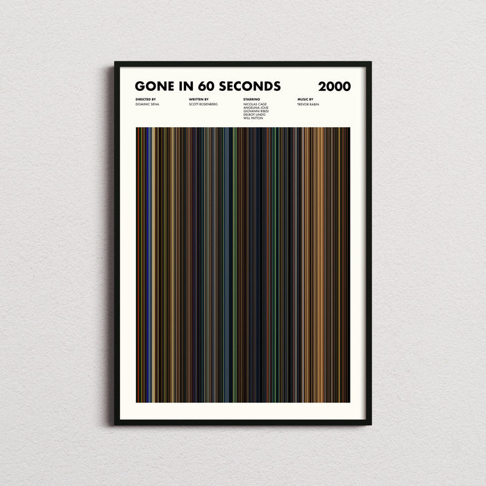 Gone In 60 Seconds Movie Barcode Poster