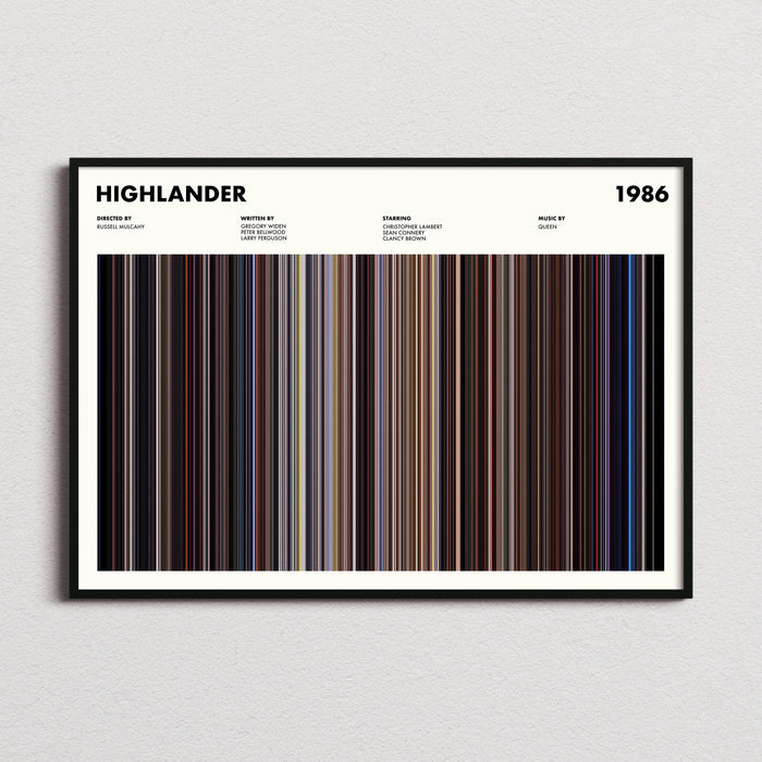 Highlander Movie Barcode Poster