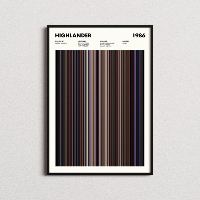 Highlander Movie Barcode Poster