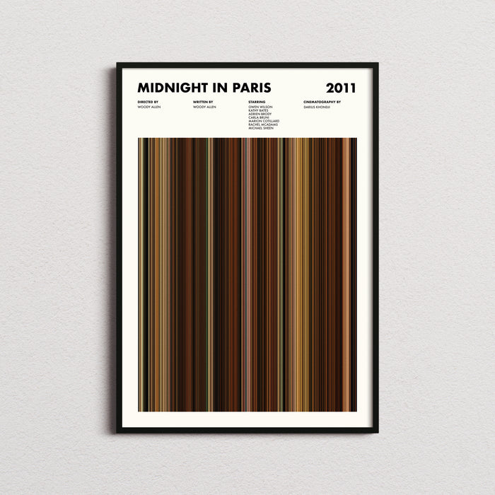 Midnight In Paris Movie Barcode Poster