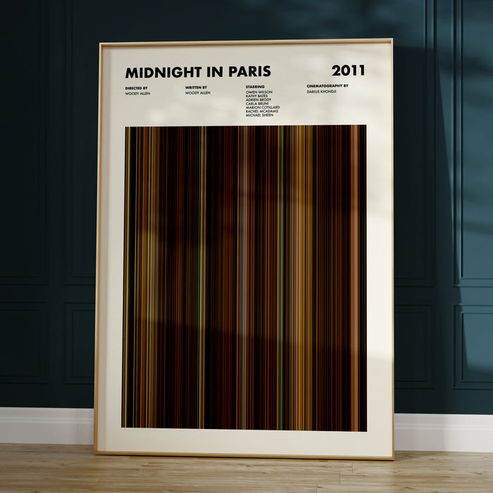 Midnight In Paris Movie Barcode Poster