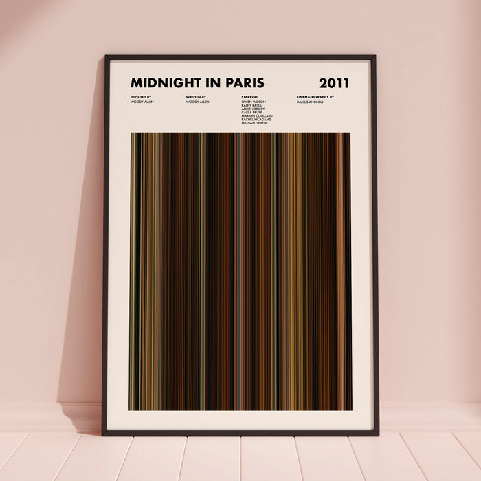 Midnight In Paris Movie Barcode Poster