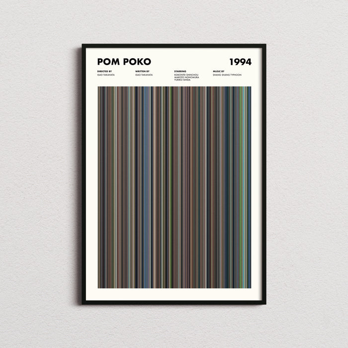 Pom Poko Movie Barcode Poster