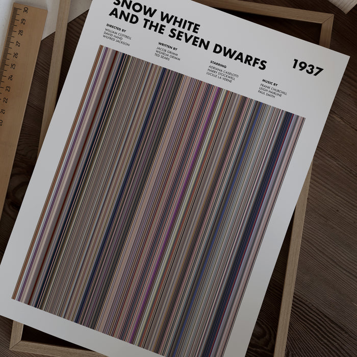 Snow White and the Seven Dwarfs Movie Barcode Poster