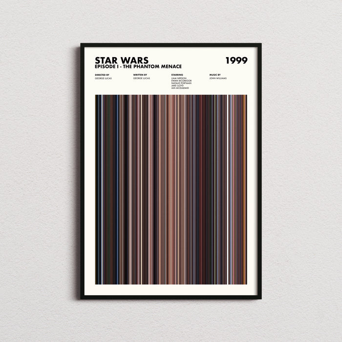 Star Wars Episode 1 The Phantom Menace Movie Barcode Poster