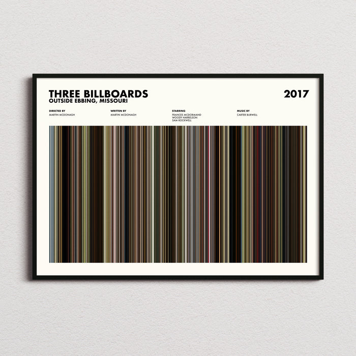 Three Billboards Outside Ebbing Missouri Movie Barcode Poster